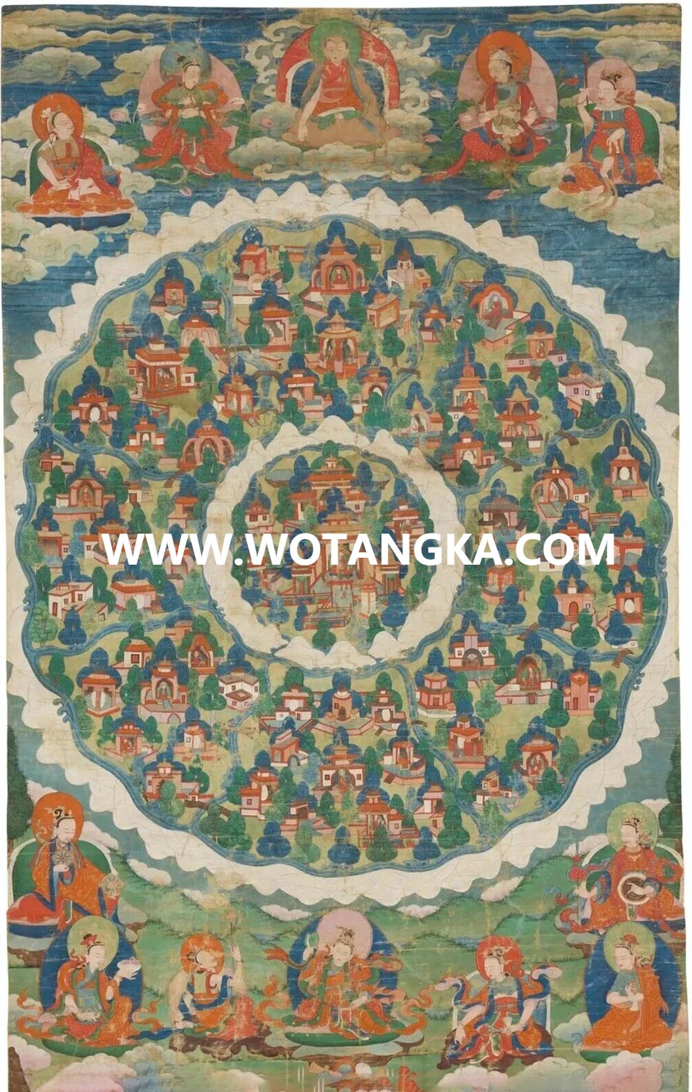 沃唐卡编号AC75268：香巴拉净土