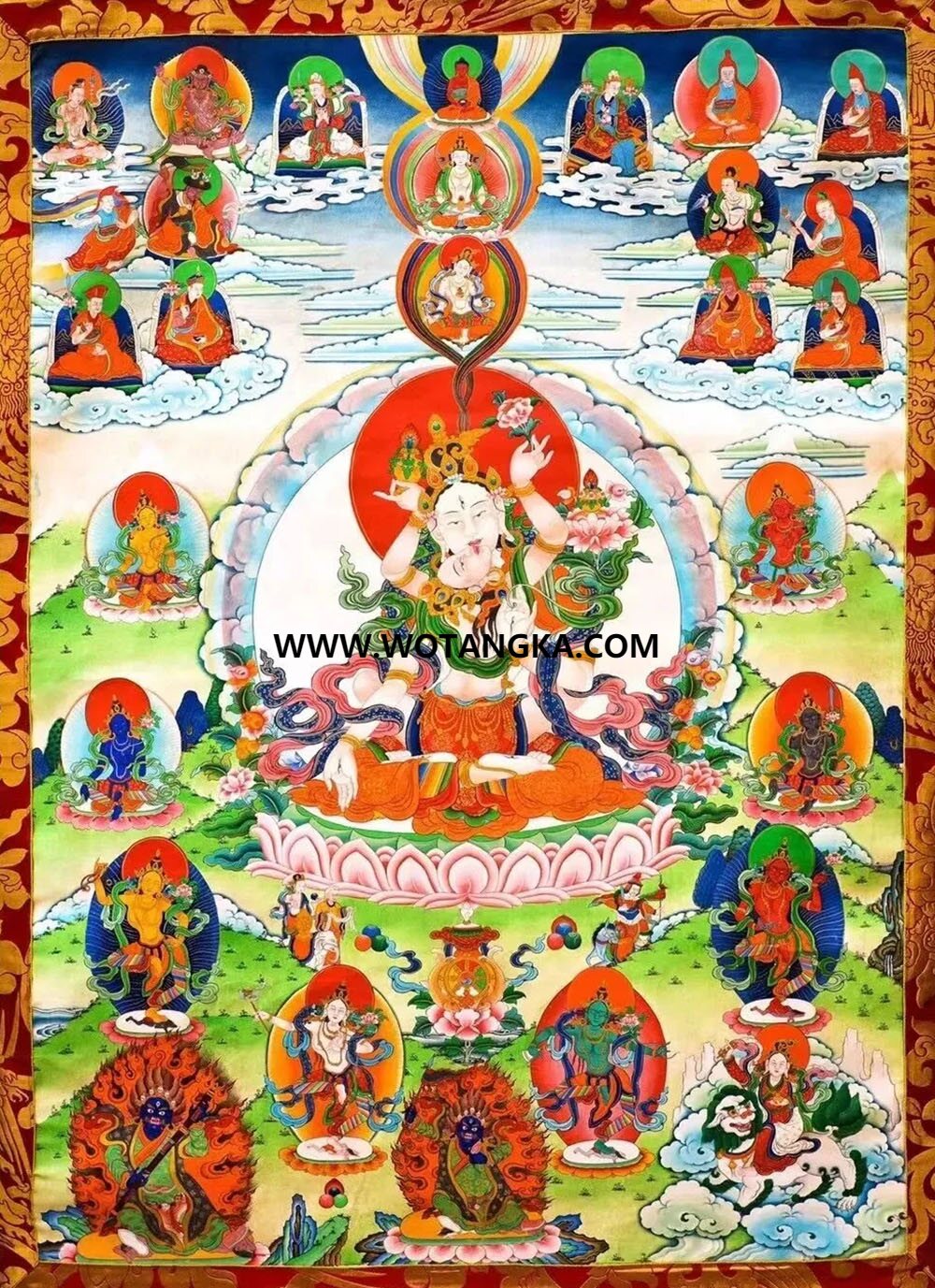 沃唐卡编号AC82460：白度母双身相