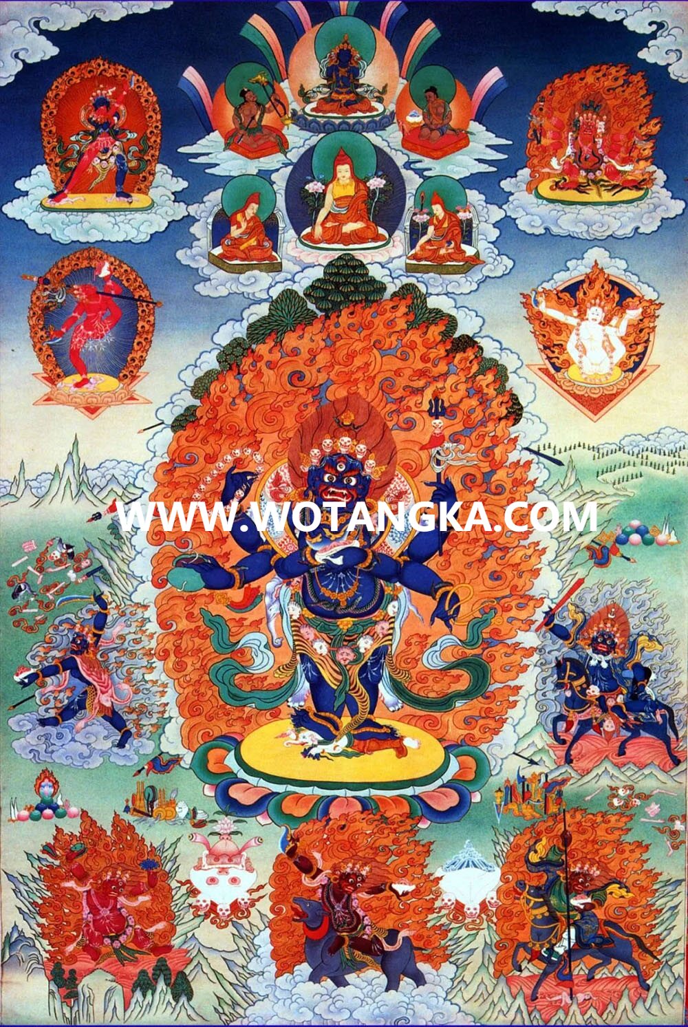 沃唐卡编号AC86293：六臂玛哈嘎拉