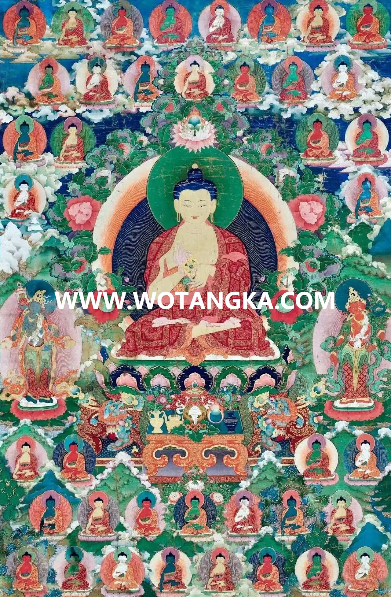 沃唐卡编号AC91426：大日如来·三十五佛