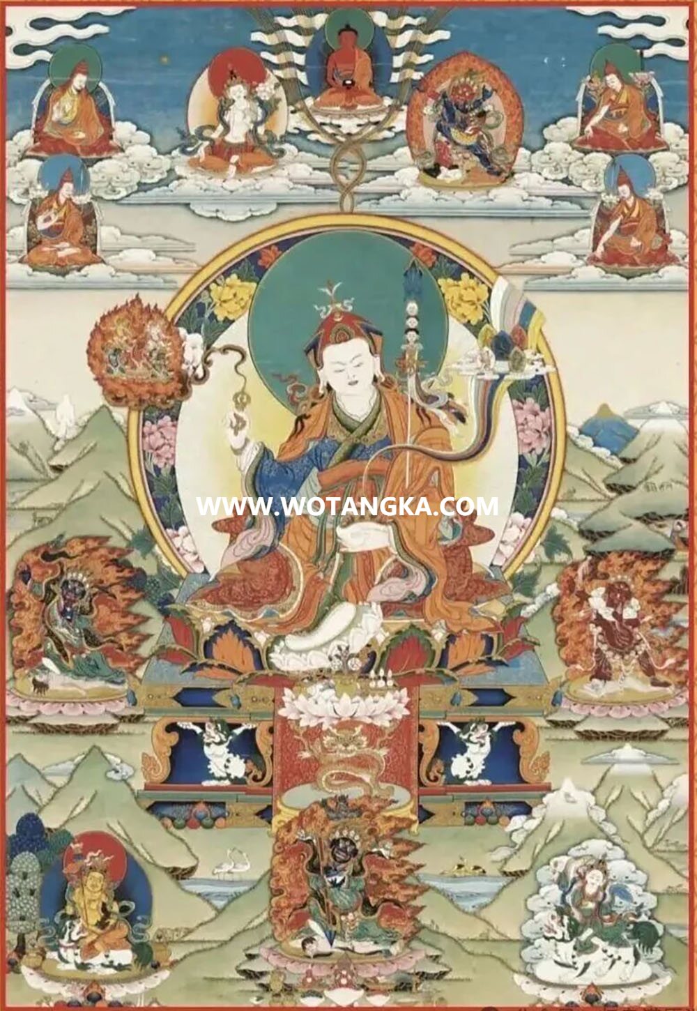 沃唐卡编号AC93571：莲花生大士三根本合修