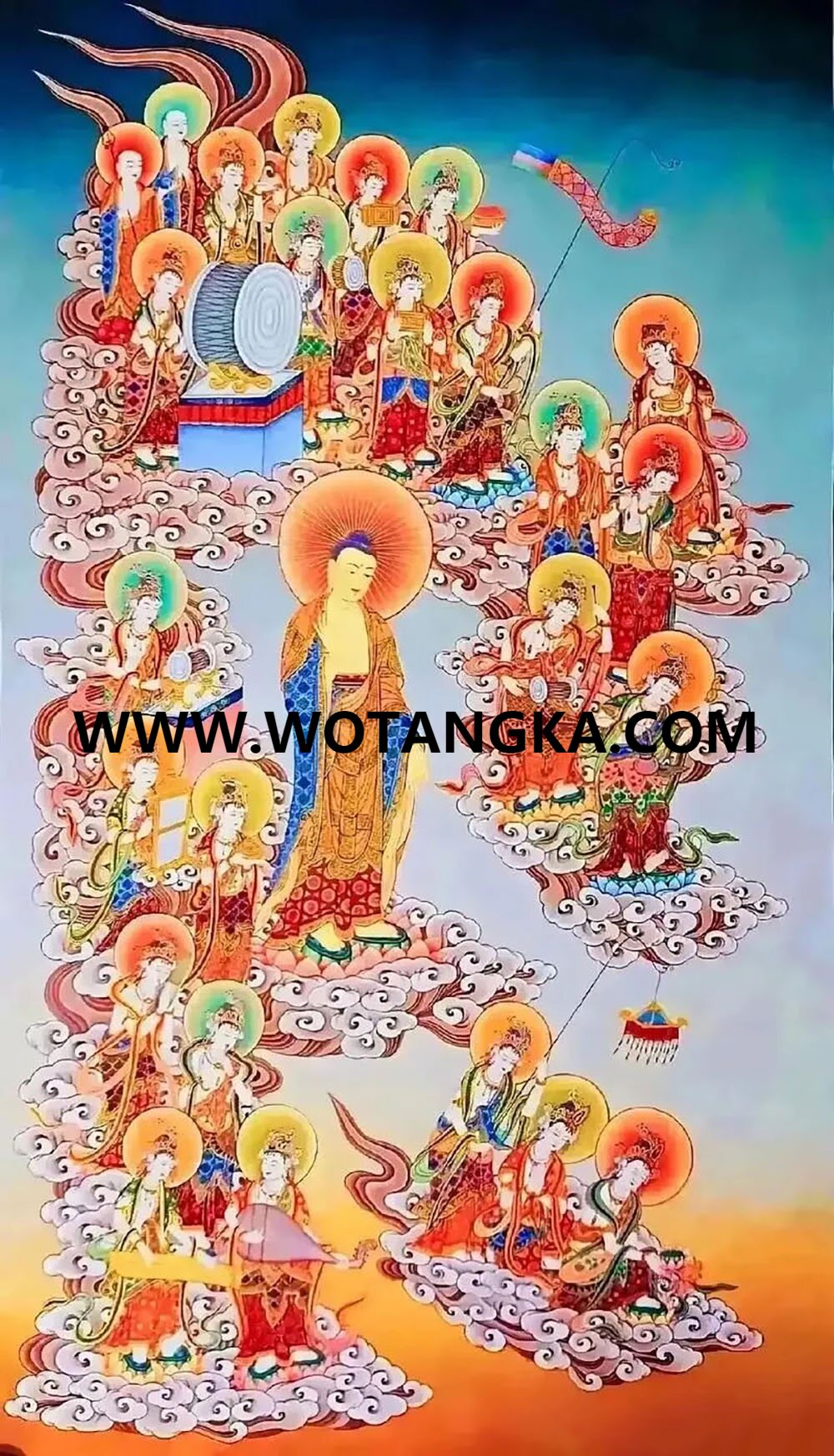 沃唐卡编号AC93768：西方三圣接引图