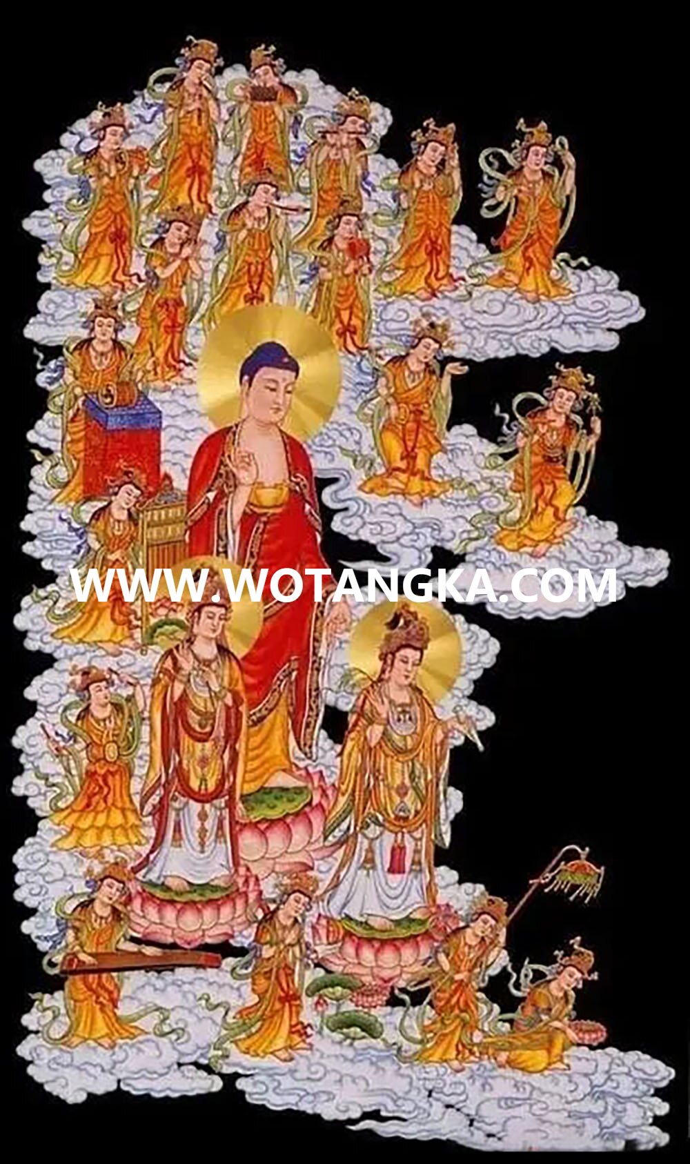 沃唐卡编号AC94375：西方三圣接引图