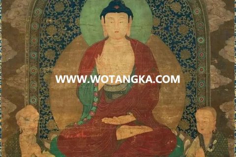 沃唐卡编号AC94579：释迦牟尼佛三尊