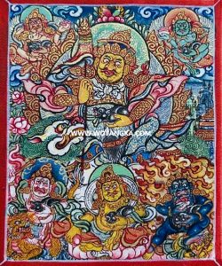 编号118-6975283：彩绘小唐卡-财宝天王·五方财神（长方形·5*4CM左右）