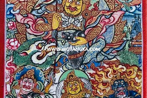 编号118-6975283：彩绘小唐卡-财宝天王·五方财神（长方形·5*4CM左右）