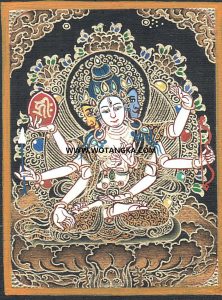 编号118-7384519：黑金小唐卡-尊胜佛母（长方形·4.4*3.3CM左右）