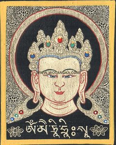 编号118-7581326：黑金小唐卡-弥勒菩萨·佛头（长方形·4.4*3.3CM左右）