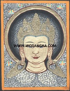 编号118-7689124：黑金小唐卡-阿弥陀佛·佛头（长方形·4.4*3.3CM左右）