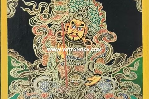 编号118-8163759：黑金小唐卡-财宝天王（长方形·5*4CM左右）