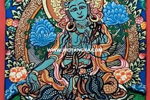 编号118-8573942：彩绘小唐卡-绿度母（长方形·5*4CM左右）