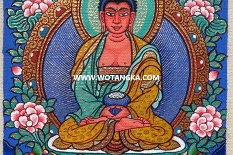 编号118-8723951：彩绘小唐卡-阿弥陀佛（长方形·5*4CM左右）