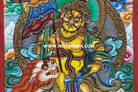 编号118-9147638：彩绘小唐卡-财宝天王（长方形·5*4CM左右）