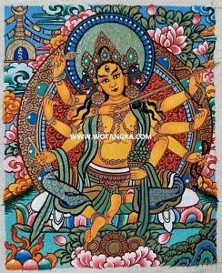 编号118-9225731：彩绘小唐卡-光明佛母·摩利支天（长方形·5*4CM左右）