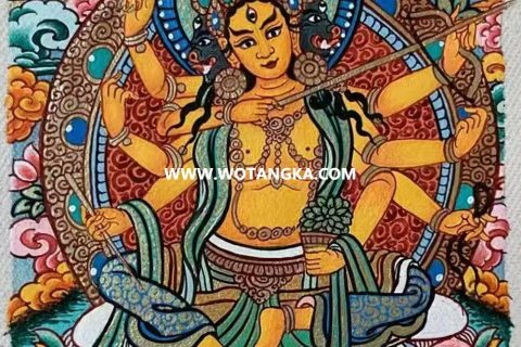 编号118-9225731：彩绘小唐卡-光明佛母·摩利支天（长方形·5*4CM左右）