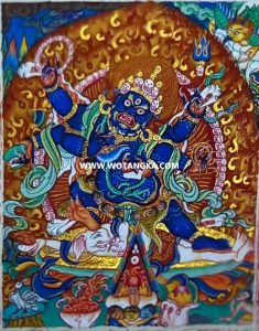 编号118-9457632：彩绘小唐卡-六臂玛哈嘎拉（长方形·5*4CM左右）