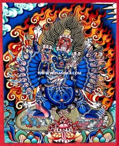 编号118-9642158：彩绘小唐卡-大威德金刚（长方形·5*4CM左右）