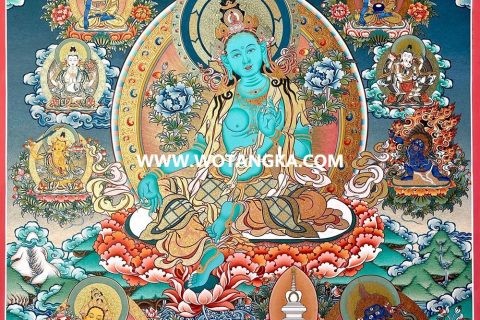 编号189-496283：彩绘唐卡-绿度母（100*70CM左右）