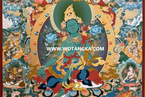 编号189-517248：彩绘唐卡-绿度母（100*70CM左右）