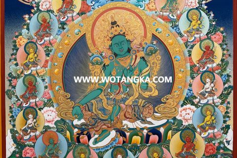 编号189-517349：彩绘唐卡-绿度母·二十一度母（100*70CM左右）