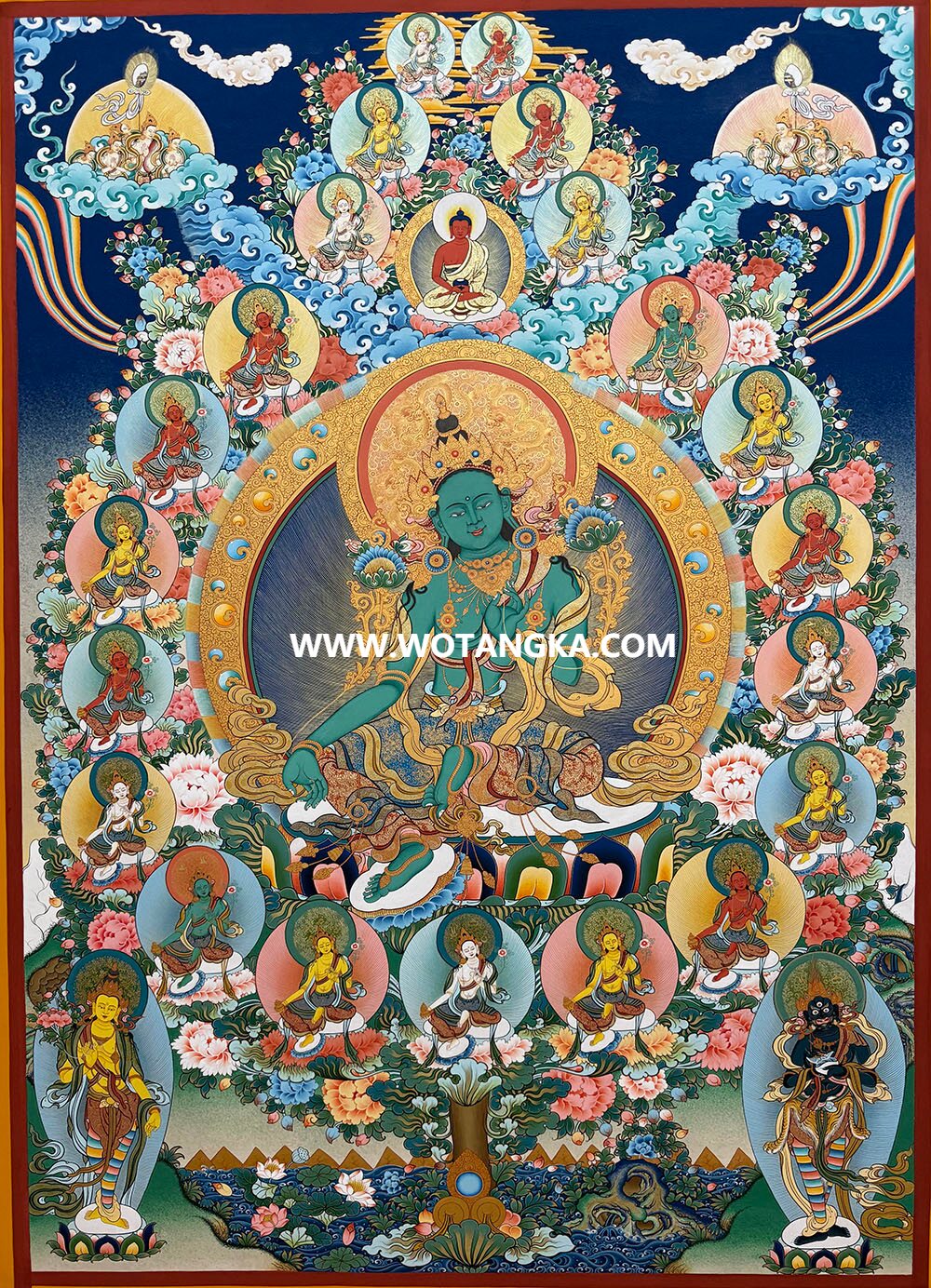 热贡-桑杰仁青·画院：彩绘唐卡-绿度母·二十一度母（100*70CM左右）