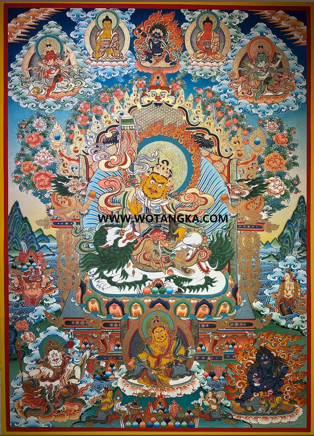 热贡-桑杰仁青·画院：彩绘唐卡-财宝天王· 五方财神（100*70CM左右）