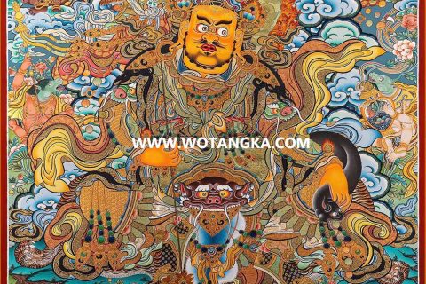 编号189-527869：彩绘唐卡-财宝天王· 五方财神（100*70CM左右）