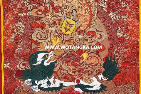 编号189-528673：红金唐卡-财宝天王· 五方财神（80*60CM左右）