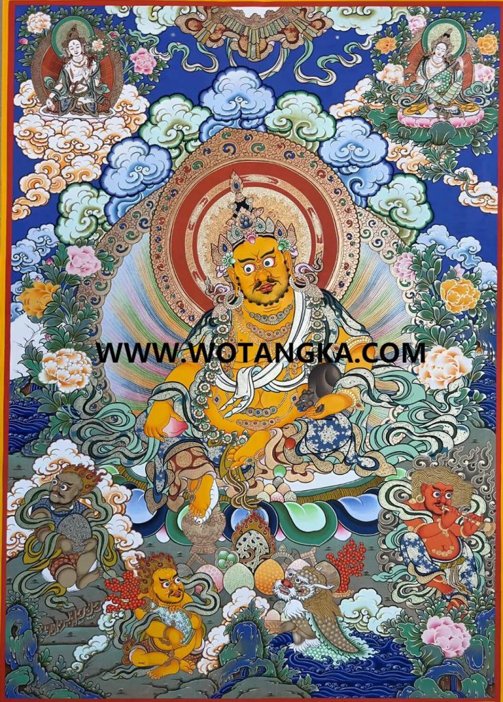 热贡-桑杰仁青·画院：彩绘唐卡-黄财神（60*45CM左右）