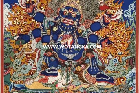 编号189-578314：彩绘唐卡-六臂玛哈嘎拉（80*60CM左右）