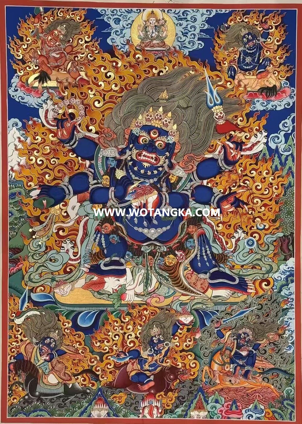 热贡-桑杰仁青·画院：彩绘唐卡-六臂玛哈嘎拉（80*60CM左右）