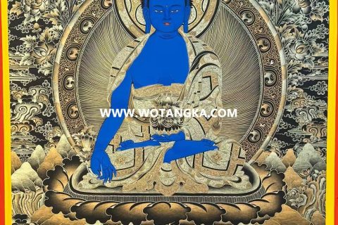 编号189-619837：黑金唐卡-药师佛（60*45CM左右）