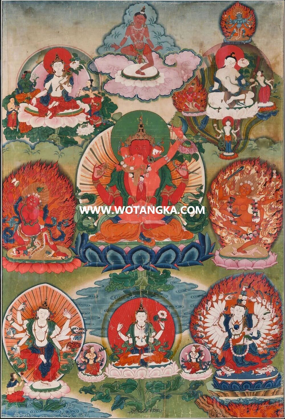 沃唐卡编号AC12435：大悲胜海红观音
