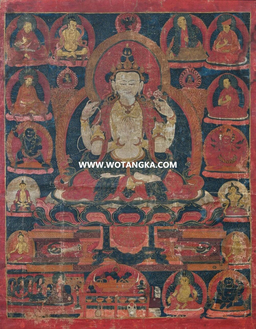沃唐卡编号AC13524：四臂观音