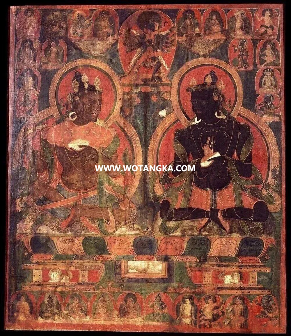 沃唐卡编号AC14219：大成就者对坐图