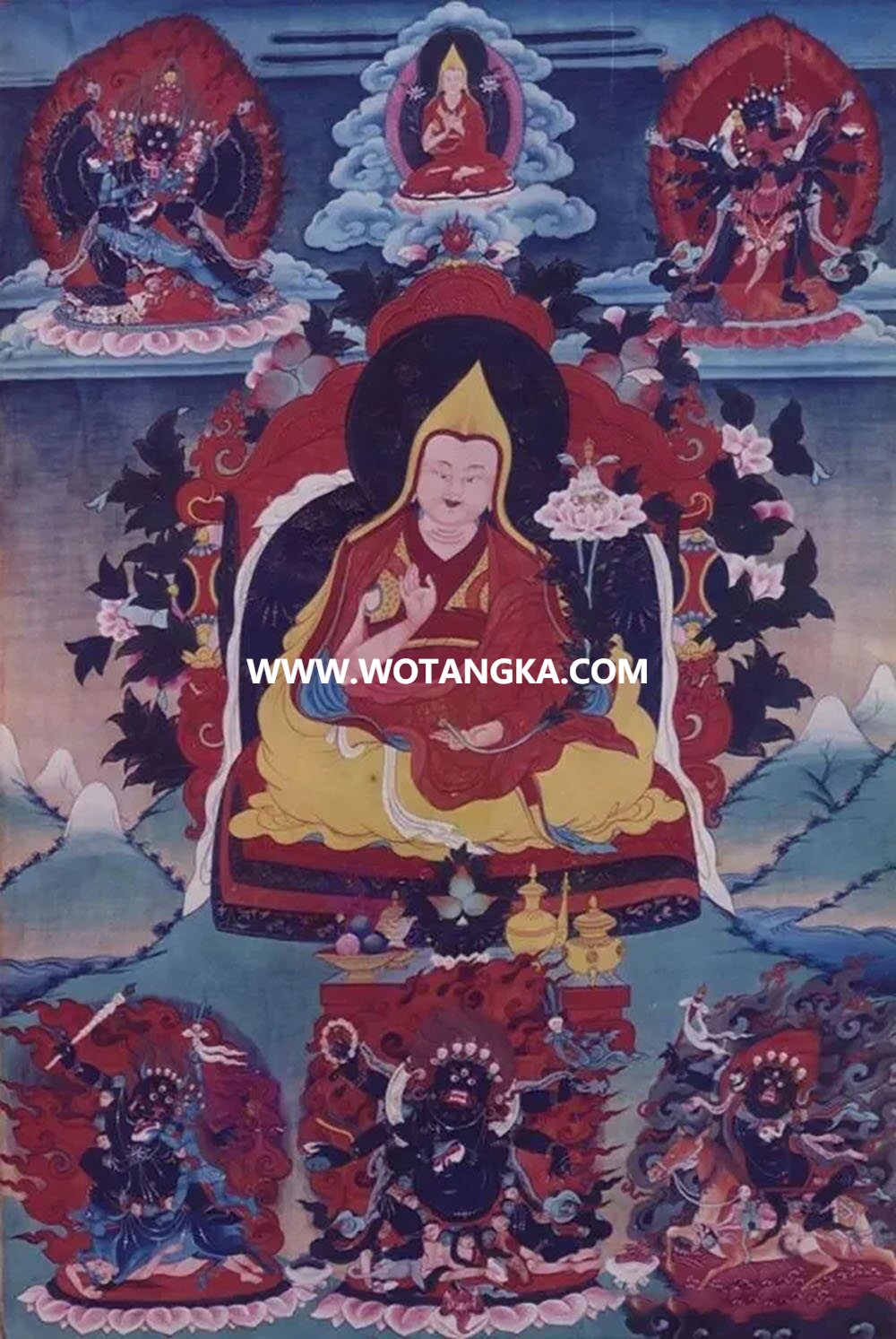 沃唐卡编号AC14232：阿旺扎巴大师（宗喀巴大师亲炙弟子·大藏寺寺主）