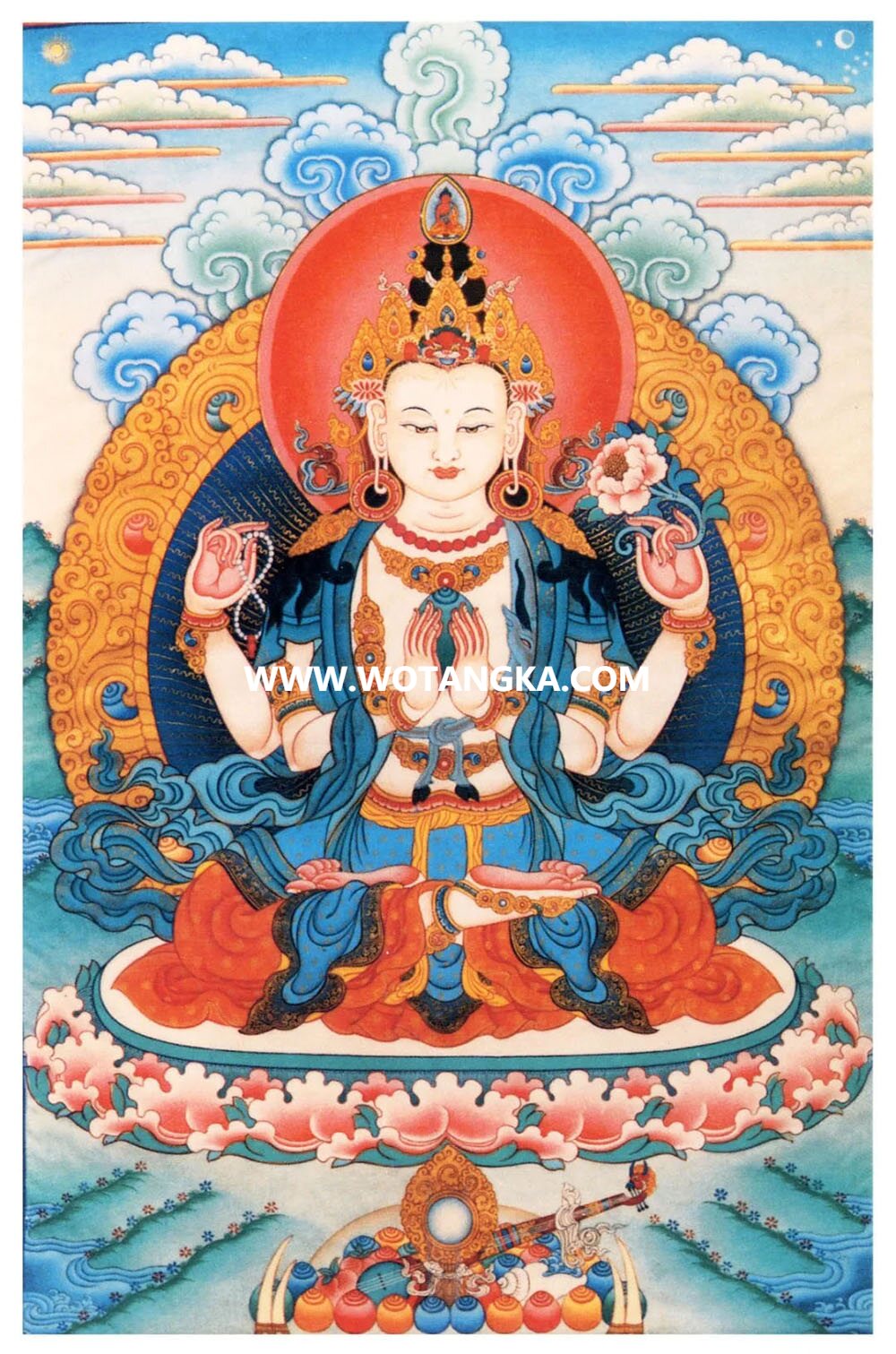 沃唐卡编号AC14297：四臂观音