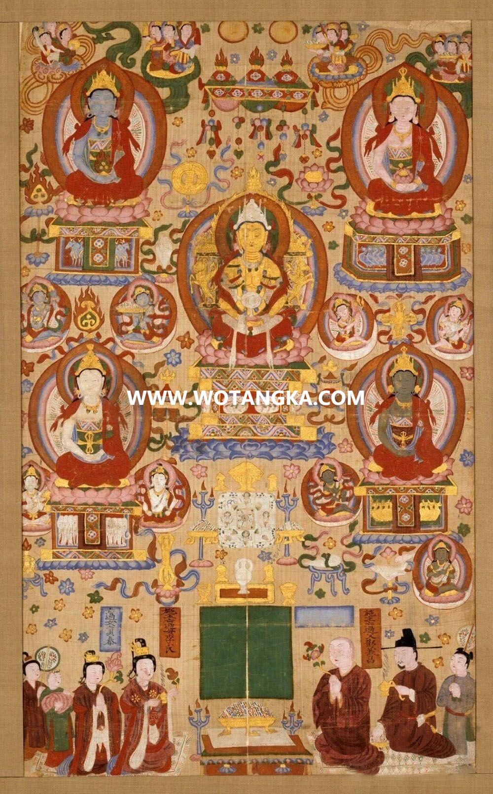 沃唐卡编号AC14352：五方五佛曼荼罗