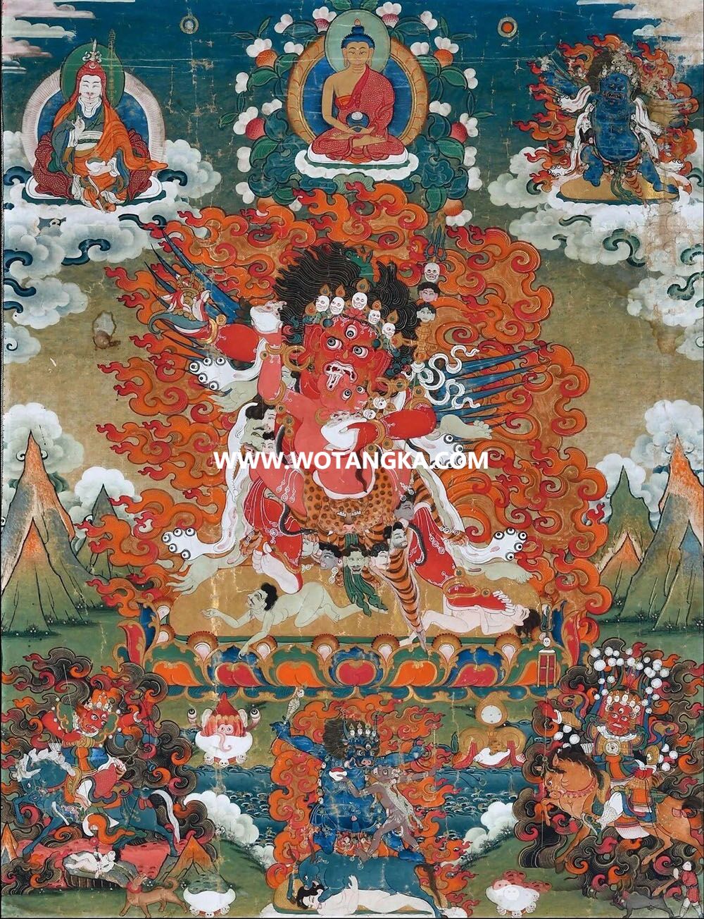 沃唐卡编号AC15342：鹏翅马头明王