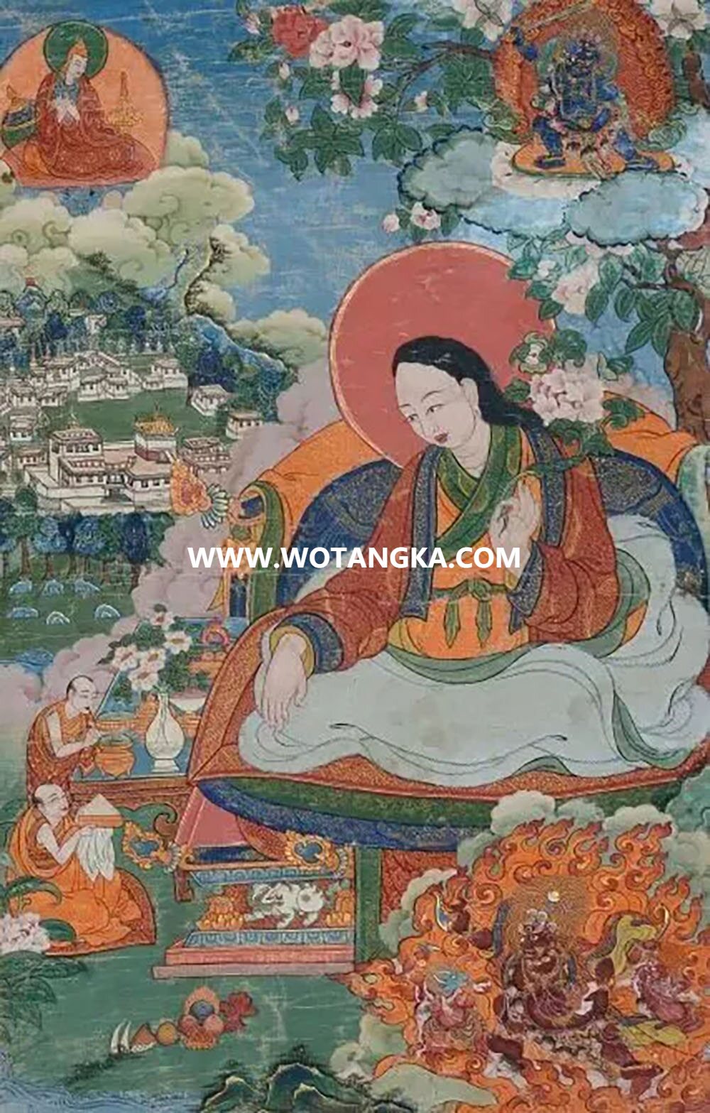 沃唐卡编号AC18046：仲敦巴（达赖源流相）