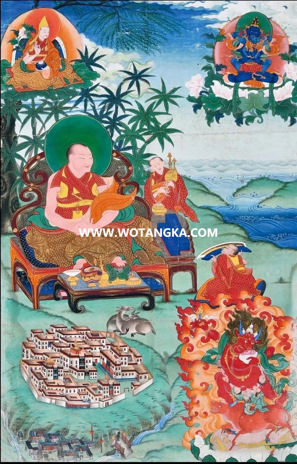 沃唐卡编号AC21435：第五世达擦济咙活佛（圣贤尊者）