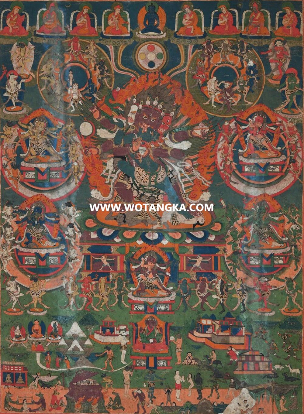 沃唐卡编号AC21534：文武百尊之忿怒尊