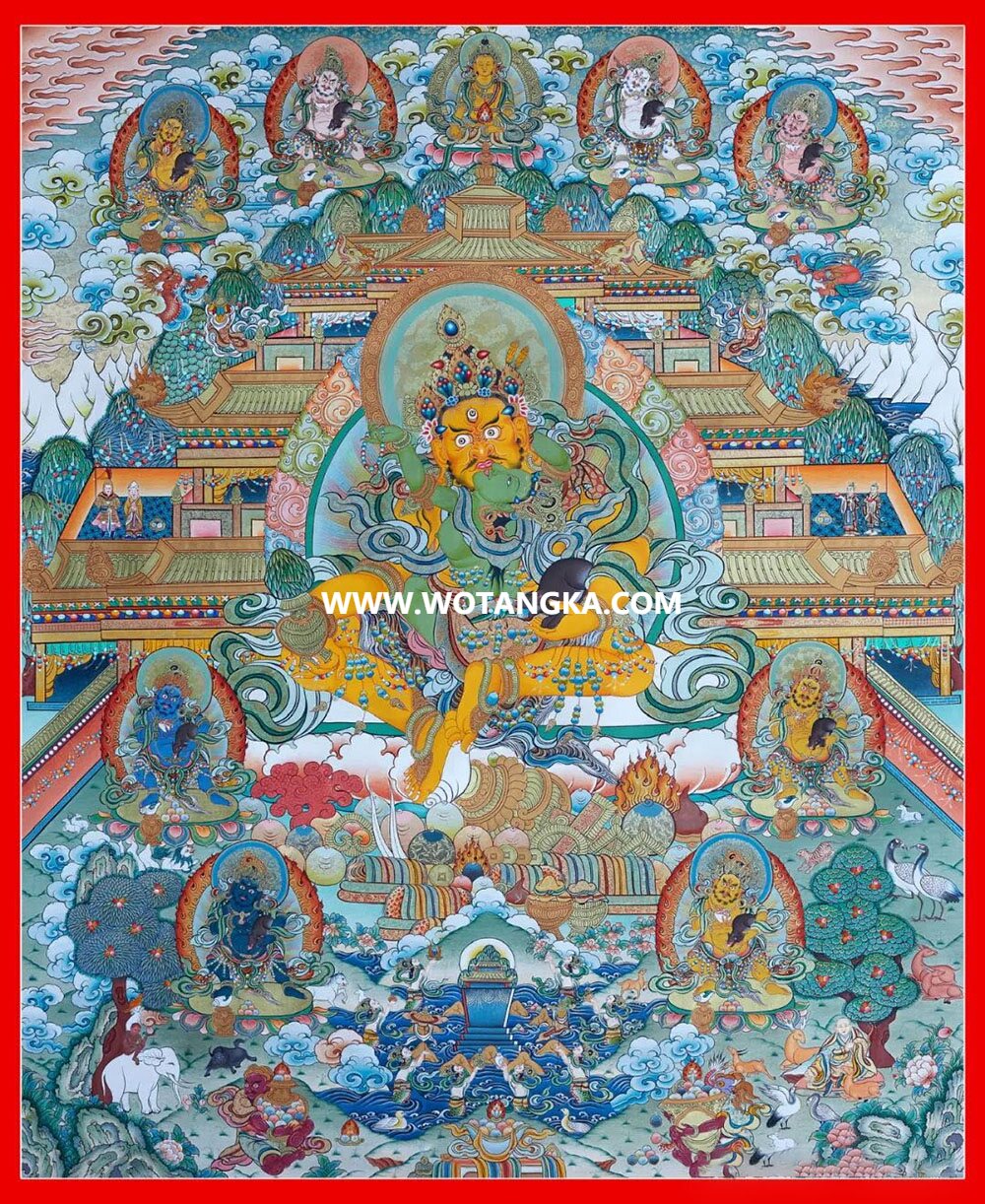 沃唐卡编号AC24351：藏巴拉财神邬金净土