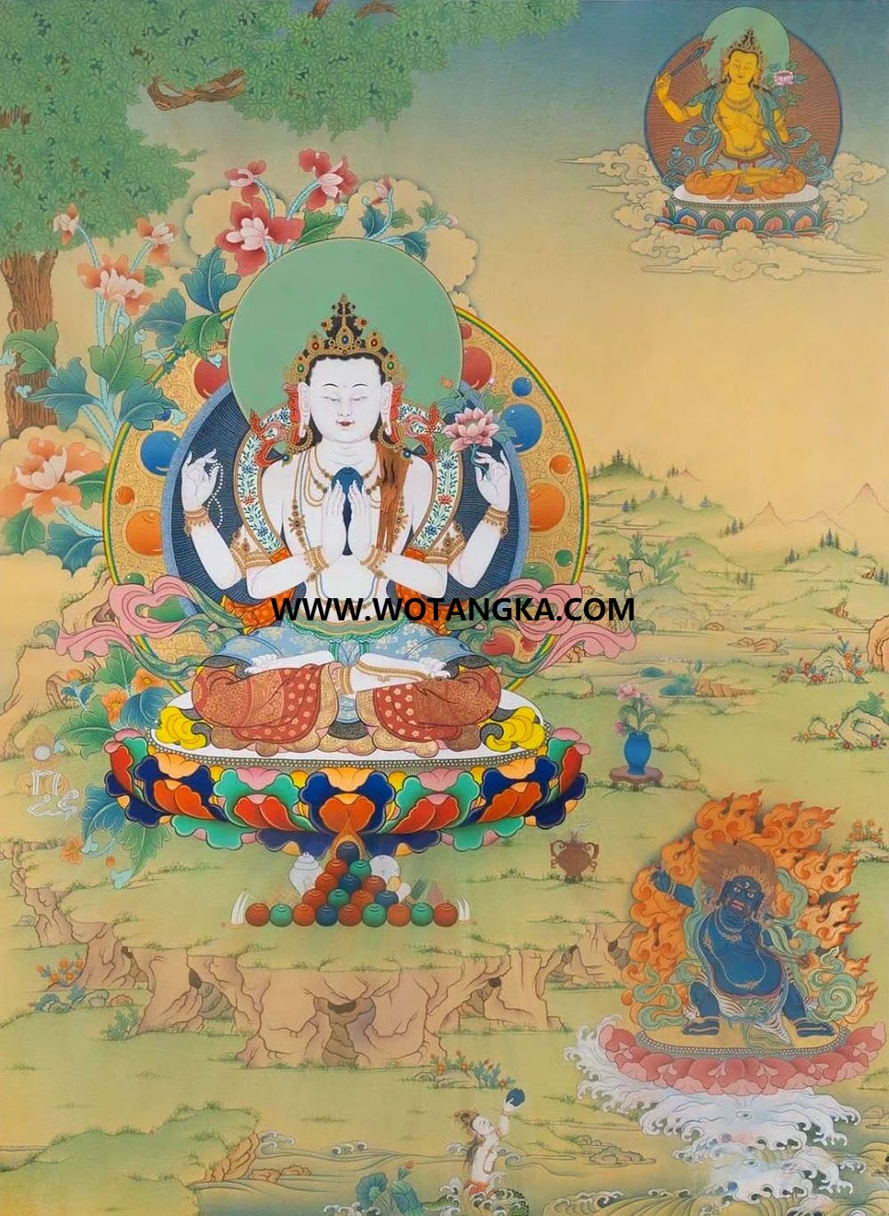 沃唐卡编号AC25143：四臂观音