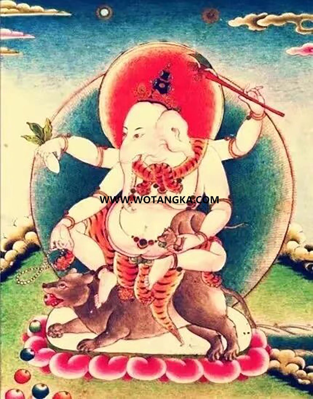 沃唐卡编号AC25314：白象鼻财神