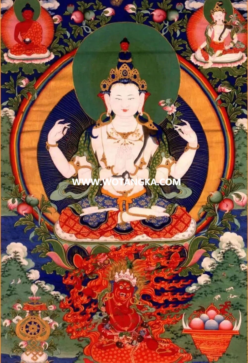 沃唐卡编号AC31254：四臂观音