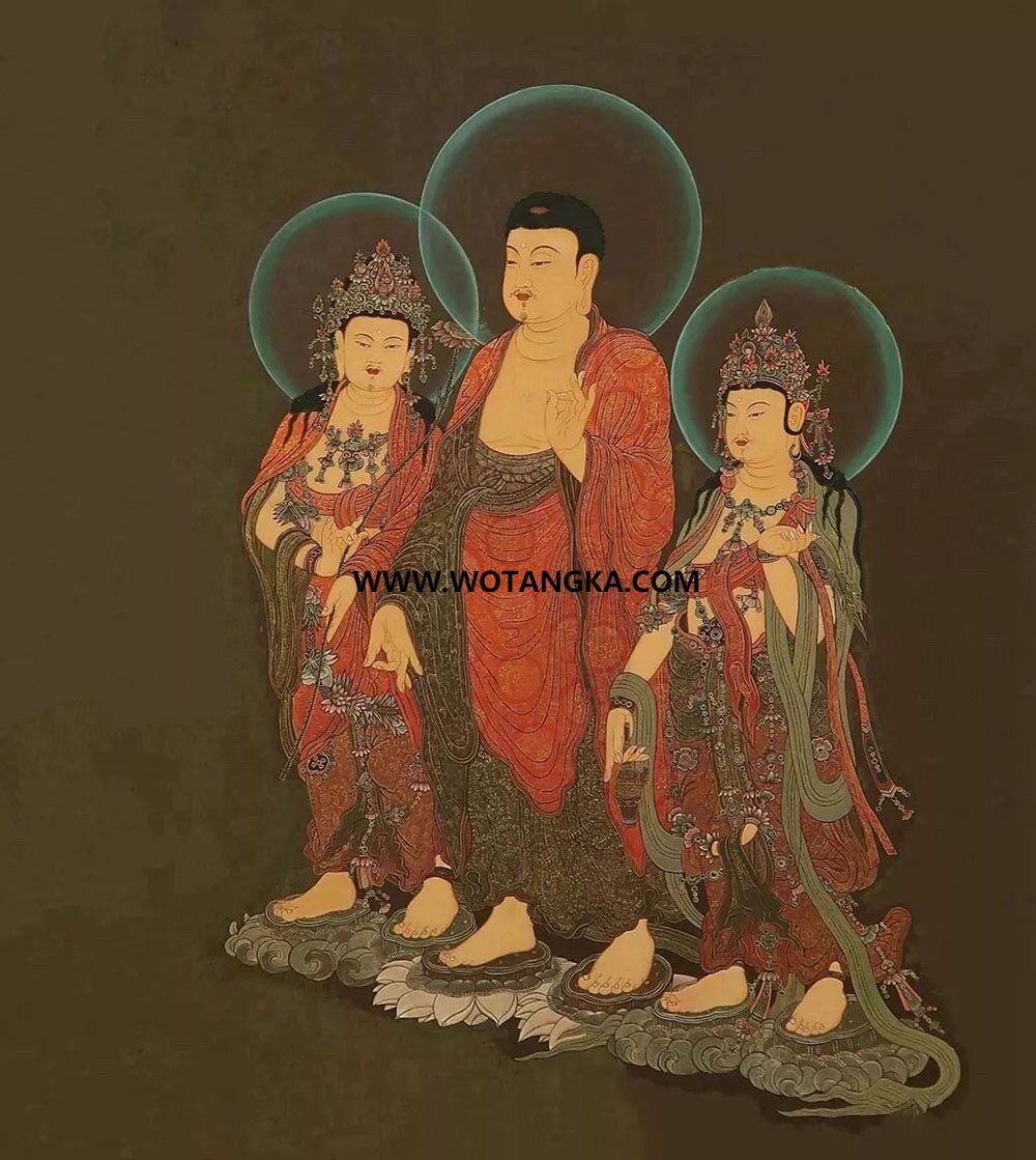 沃唐卡编号AC32547：西方三圣接引图