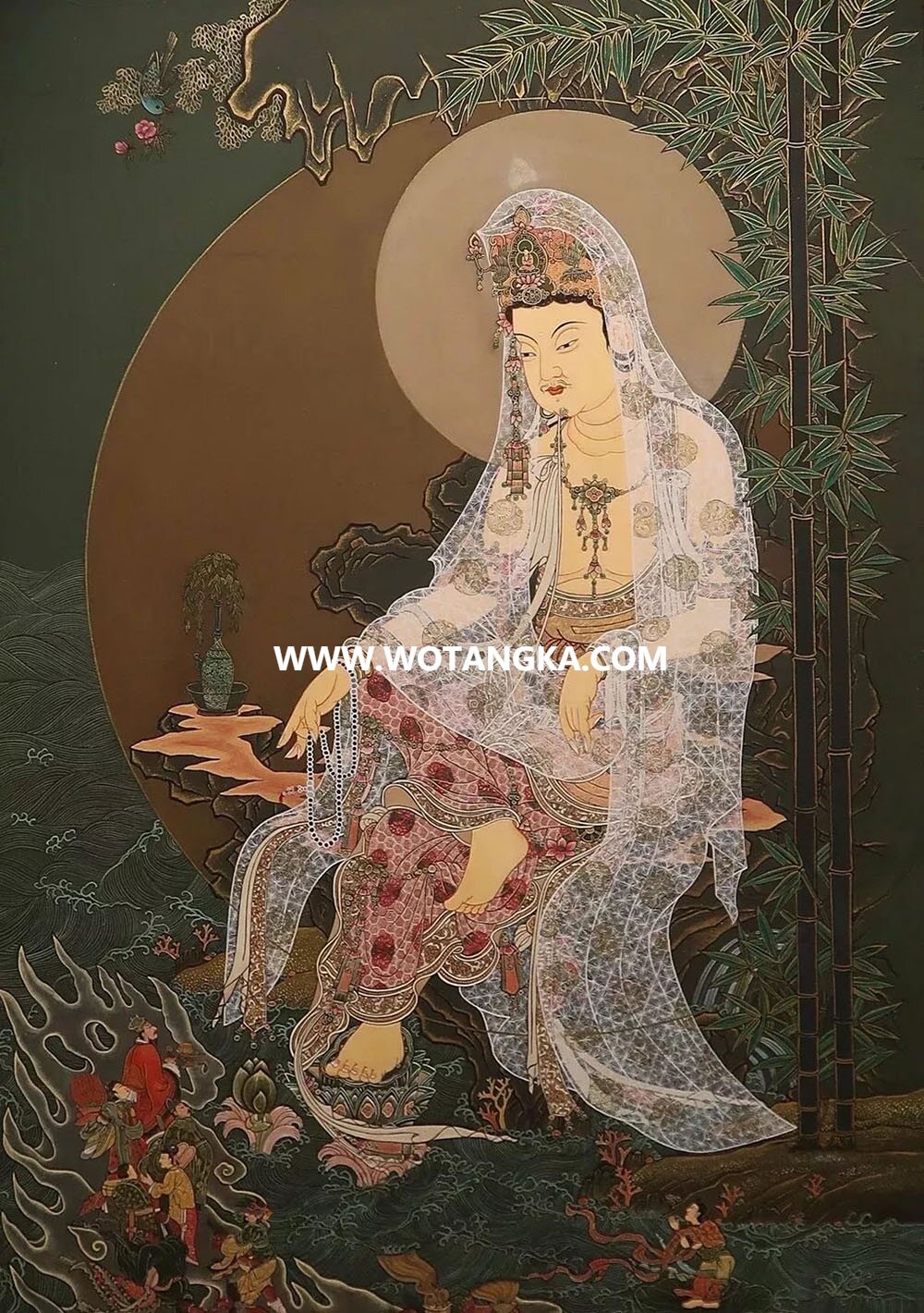 沃唐卡编号AC34512：杨柳枝观音