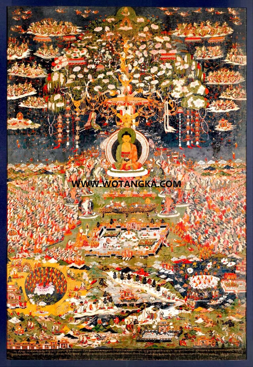 沃唐卡编号AC35074：阿弥陀佛西方极乐世界