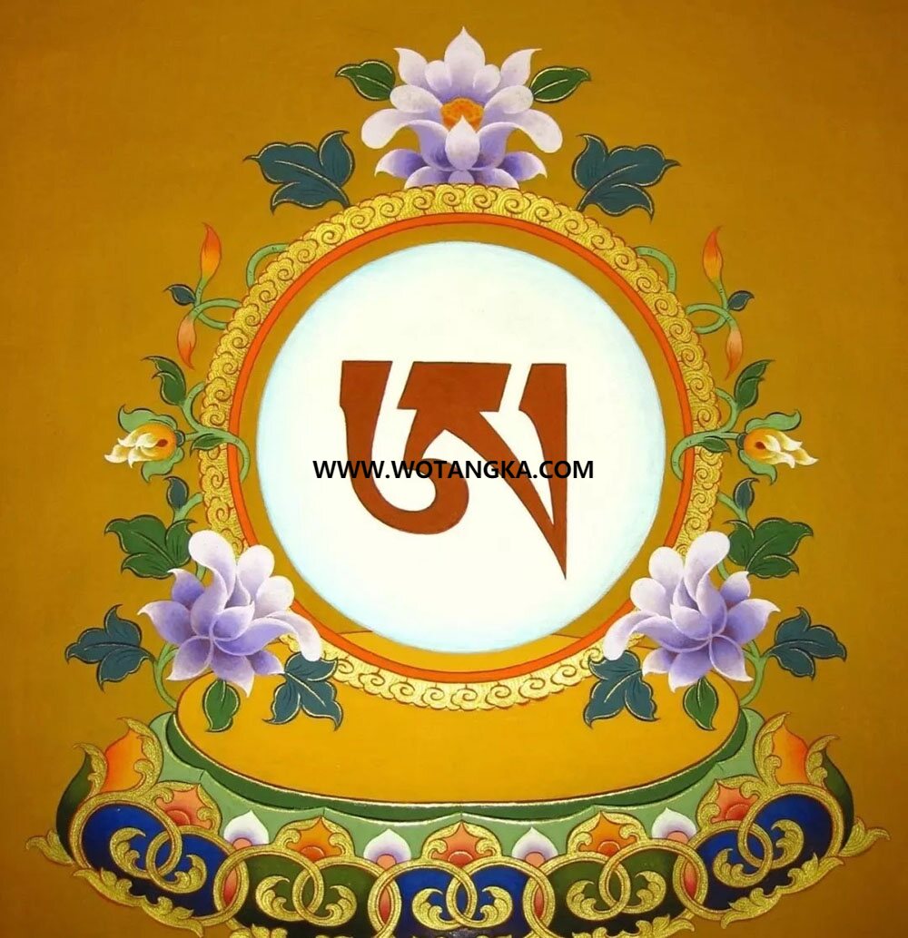 沃唐卡编号AC35142：种子字·嗡（OM）